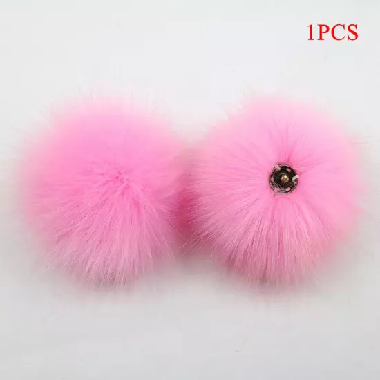 Fluffy Faux Fox Fur Pompom 8cm Pom Poms Ball with Dark Buckle DIY for Hat Bags"