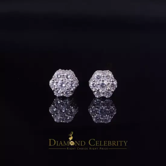 2.00ct Cubic Zirconia 925 White Silver Sterling Hip Hop Floral Women's Earrings