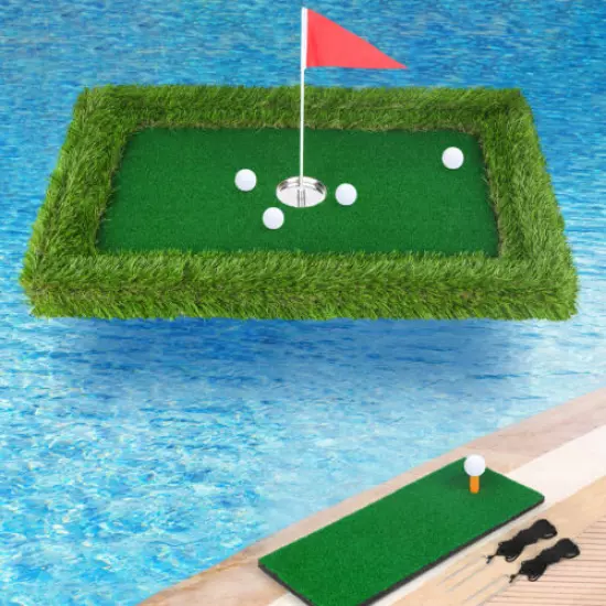 Floating Golf Putting Green for Pools/Lake No Drifting Golf Turf Game for Adults