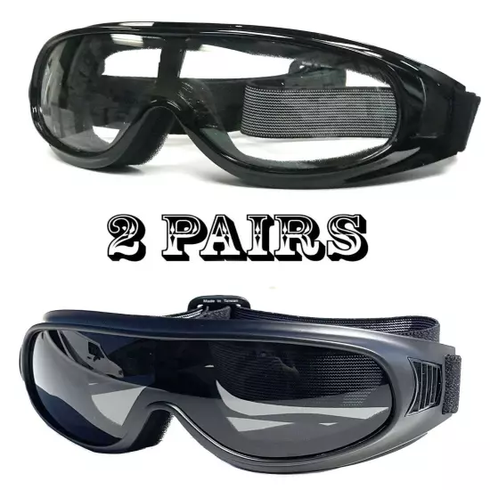 MOTORCYCLE GOGGLES FIT OVER PRESCRIPTION GLASSES SIDE VENTS CHOICE LENS COLOR 