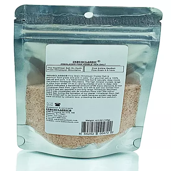 IndusClassic Himalayan Edible Pink Cooking Sea Salt - Fine Grain (0.5mm to 1mm)