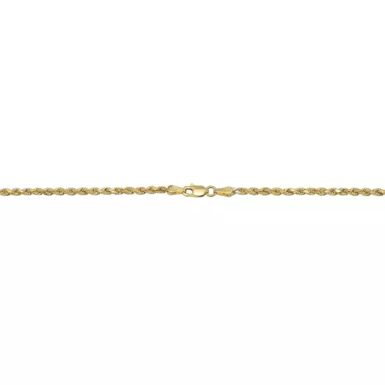 Real 10K Yellow Gold 2mm-7mm D/Cut Rope Chain Pendant Necklace 7"- 30" Hollow