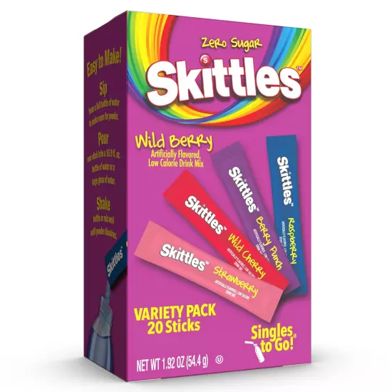 Skittles Singles to Go Variety Pack, Watertok Powdered Drink Mix, Zero Sugar, L