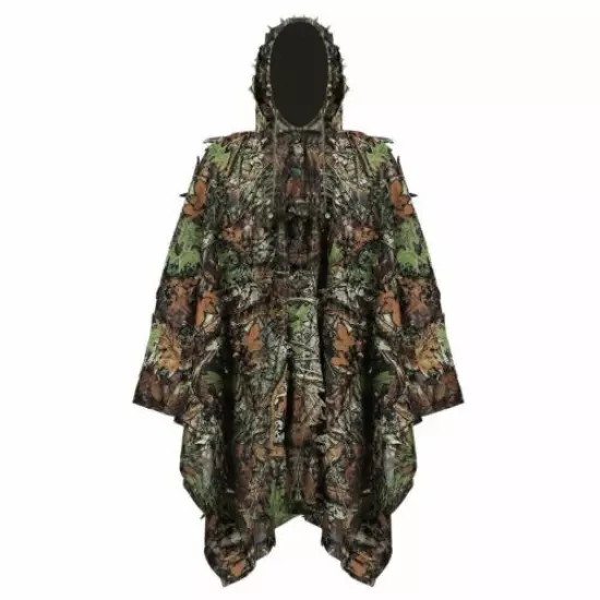 3D Leafy Leaves Clothing Jungle Woodland Sniper Hunting Camo Poncho Cloak