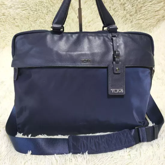 Tumi Business Bag Shoulder 2Way Gibbs Navy Leather Nylon