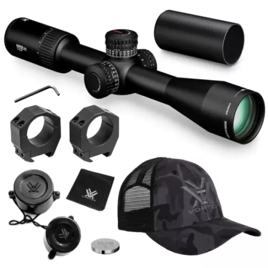 Vortex Optics Viper PST Gen II 3-15x44 Riflescope EBR-7C MRAD with Rings and Hat