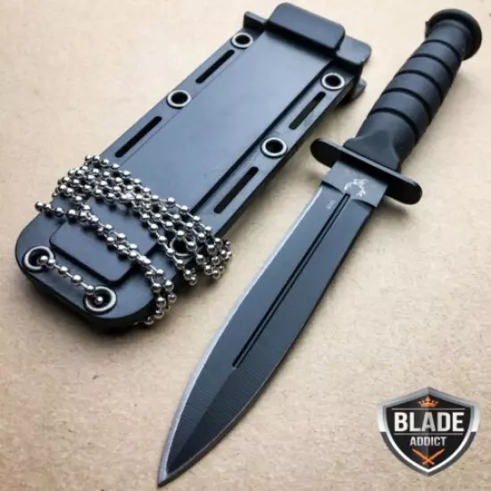 2 PC 6" BLACK Kabai Tactical Combat Fixed Blade Neck Knife w/ Sheath Hunting NEW