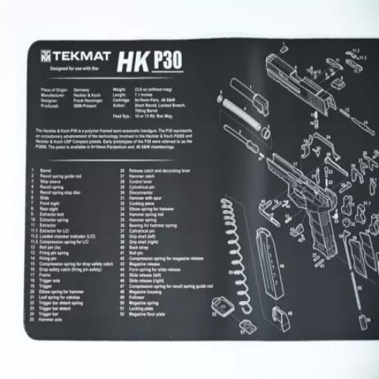 HECKLER & KOCH HK P30 ARMORERS BENCH CLEANING MAT H&K P30 LEM P30L LONGSLIDE NEW