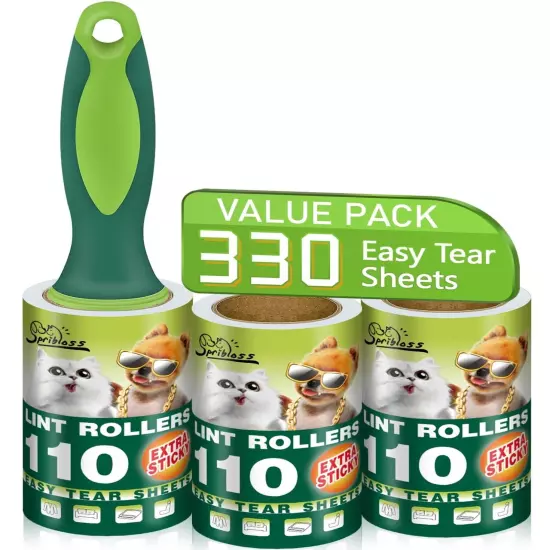 Lint Rollers for Pet Hair Extra Sticky 330 Sheets Mega Value Set Roller with ...