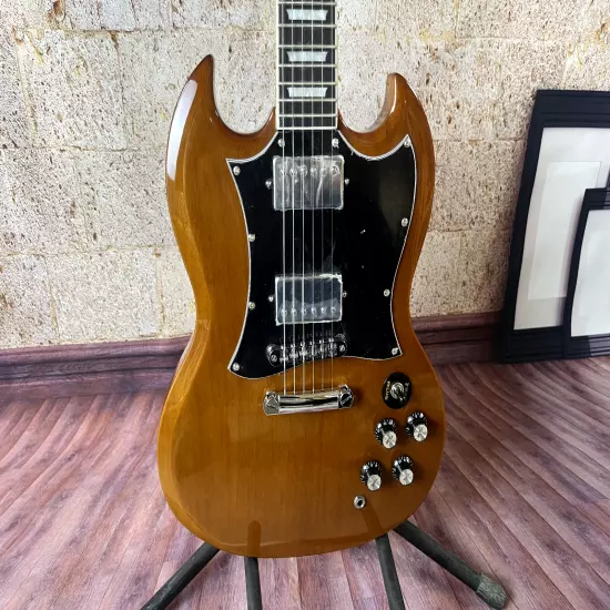 Customized brown SG electric guitar HH pickup chrome hardware factory outlet