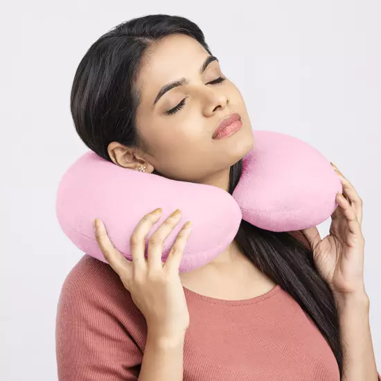 U Neck Blow-up Pillow Flight Support Cushion Shaped Travel Sleep Head Neck Rest