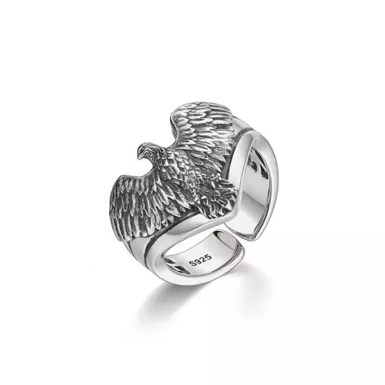 3D Eagle Men's Ring S925 Sterling Silver Hawk Ring for Men Vintage Thai Silver 