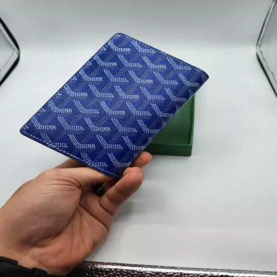 Goyard Leather Passport Holder Wallet - Blue