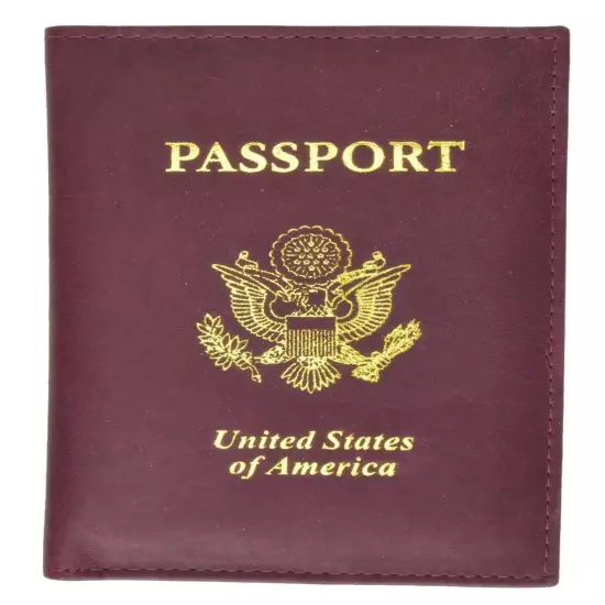 USA Leather Passport Cover Travel Document Holder Card Wallet US SELLER