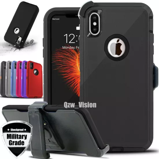 For Apple iPhone X XR XS Max Shockproof Hard Rugged Case Cover With Belt Clip 