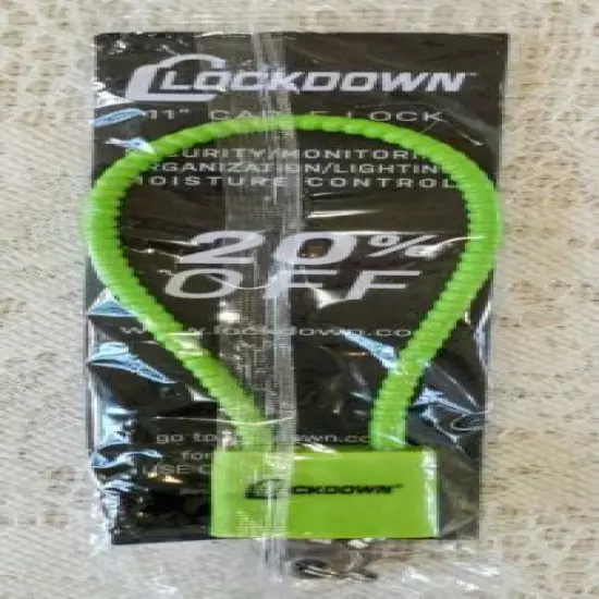 New In Package LOCKDOWN 11" Bright Neon Green Cable Gun Lock with 2 Keys 