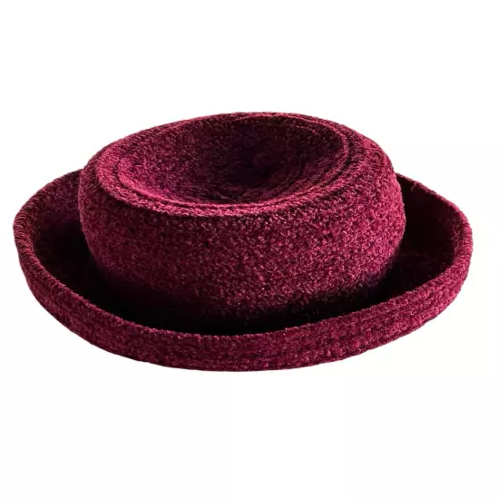 VTG Betmar New York Women's Burgundy Red Chenille Packable Roll Brim Hat