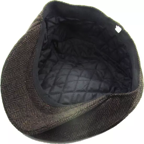 Men's Newsboy Button Top Ascot Ivy Cabbie Hat Gatsby Cap Plaid PU Leather