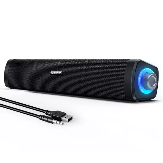 Computer Speaker for Desktoppc Sound bar with 3.5 mm aux Colorful LED Lights