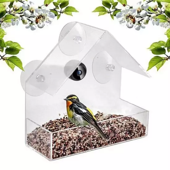  Bird House Pet Feeder Acrylic with Camera Home Pet Bird Feeder Transparent6725