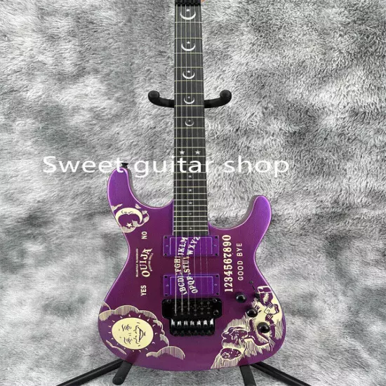 Custom Ouija Purple Electric Guitar FR Bridge Black Part Solid Body Fast Ship