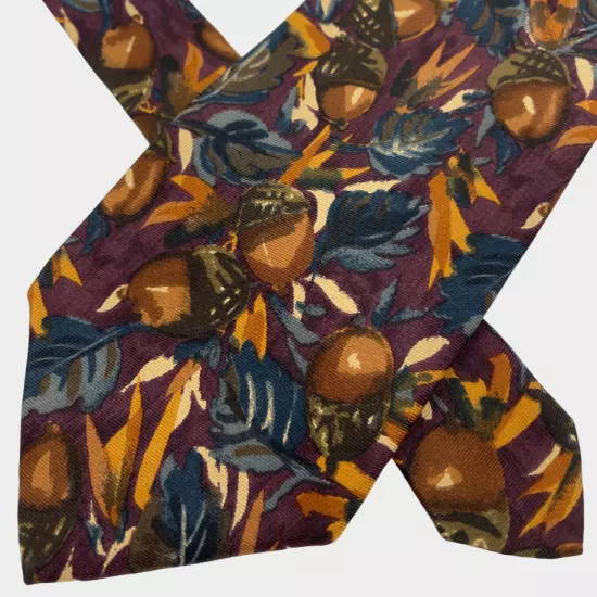 Jos. A. Bank Acorn Art Print Floral Silk Tie Men's 3.5" x 59"