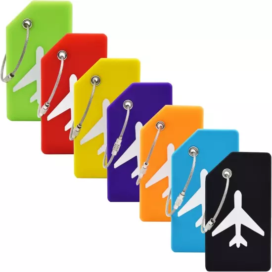 7 Pack Silicone Luggage Tag Baggage Handbag Travel Suitcase Tags with Name ID