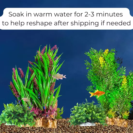 4 Pack Aquarium Plants with Non-Rusting Bases – Non-Toxic and Vibrant Colors – I