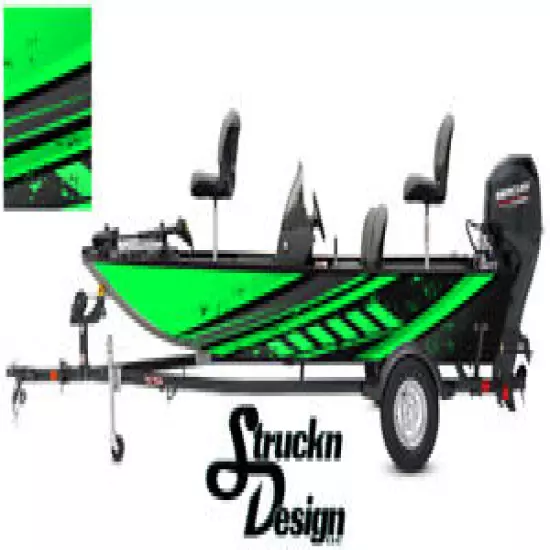 Boat Wrap Lime Modern Stripes Graphic Abstract Fish Bass Fishing Vinyl Decal Kit