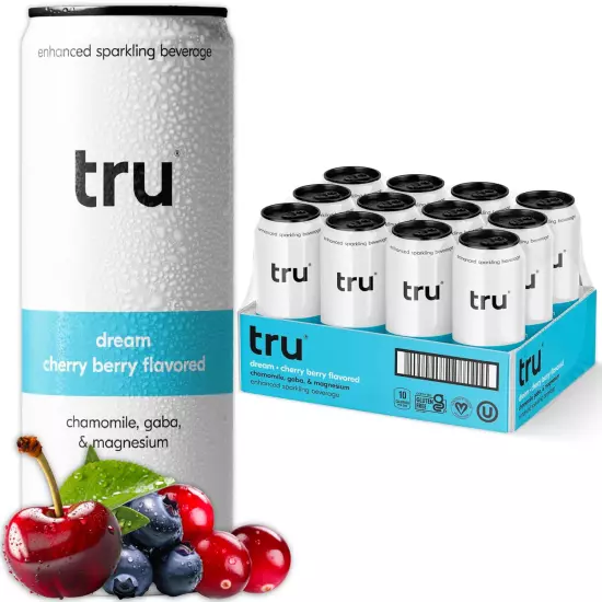 Dream Seltzer, Sleep Aid Calming Drinks with Magnesium, Tart Cherry Fruit Jui...