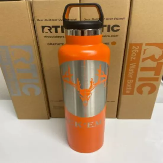 26 oz. RTIC Water Bottle with laser etched deer skull in scope reticle "WRACK'EM