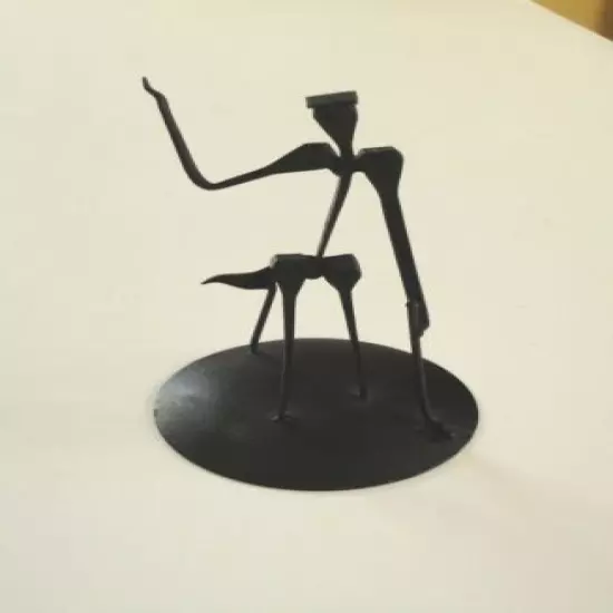 Vtg Modern Abstract Metal Golfer Flag Club Desk Sculpture Made Spain Figurine