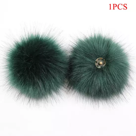 Fluffy Faux Fox Fur Pompom 8cm Pom Poms Ball with Dark Buckle DIY for Hat Bags"