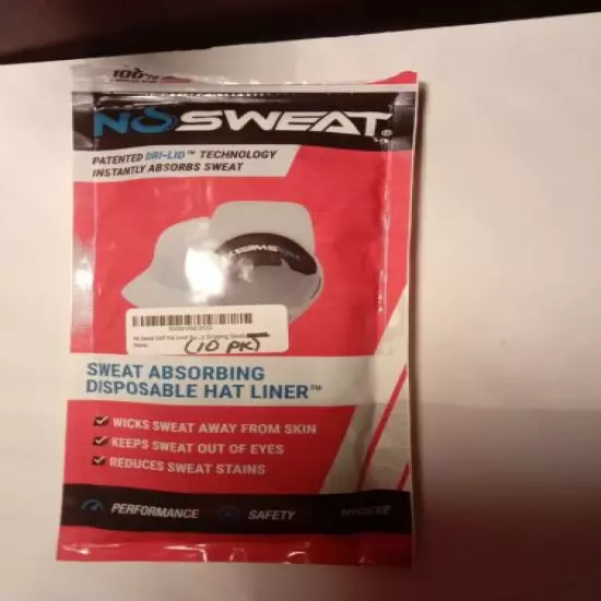 No Sweat Hat Liner & Cap Protection (10 Pack) OPEN PACKAGE 10 NEW LINERS