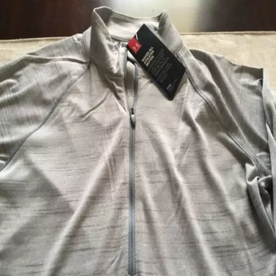 WOMENS Under Armour GRAY 1/4 ZIP TOP M MEDIUM FITTED NWT 