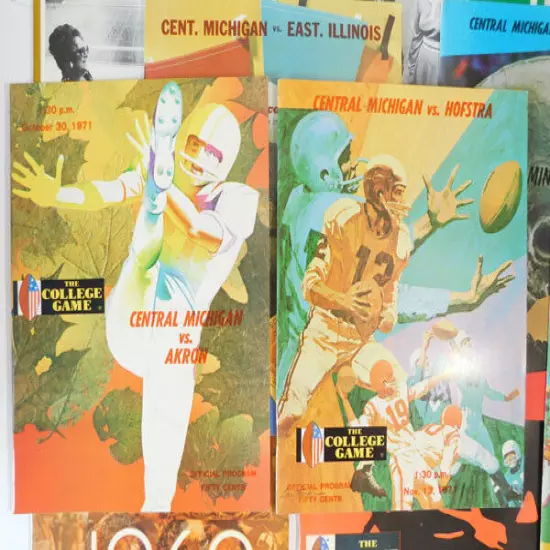 Lot of (14) Diff 1969 to 1975 Central Michigan College Football Programs