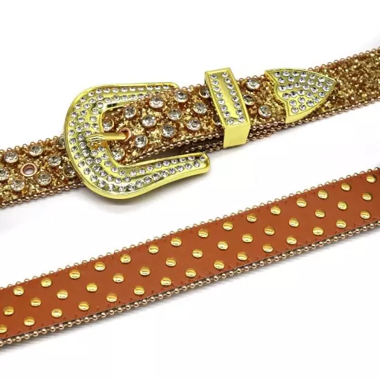 Y2k Cowboy Crystal Fashion Diamond Studded Belt Rhinestones Belt For Jean Belts