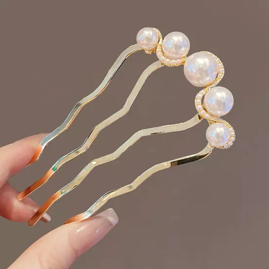 U Shaped Hairpin Pearl Style Hair Stick Hair Pin Hair Fork Stick Pins Women NEW