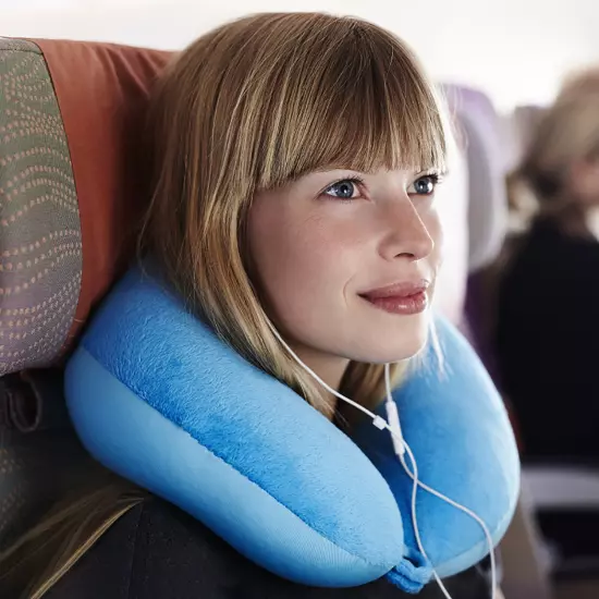 U Neck Blow-up Pillow Flight Support Cushion Shaped Travel Sleep Head Neck Rest