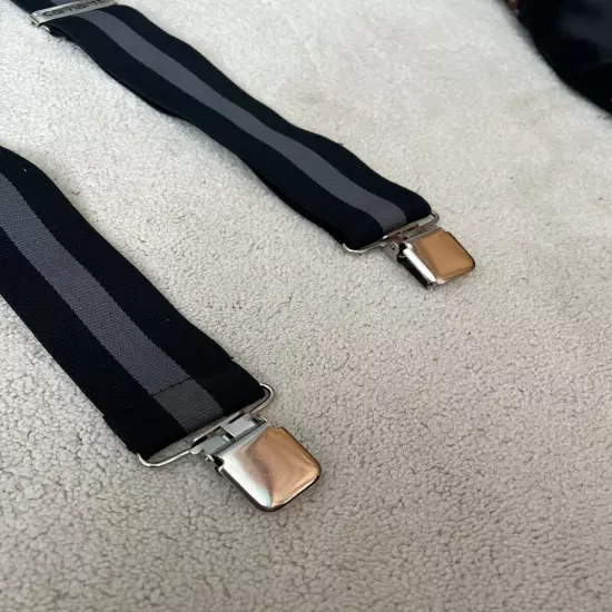 Carhartt Suspenders Black 2" Wide Clip On Adjustable Stretch Utility Heavy Duty