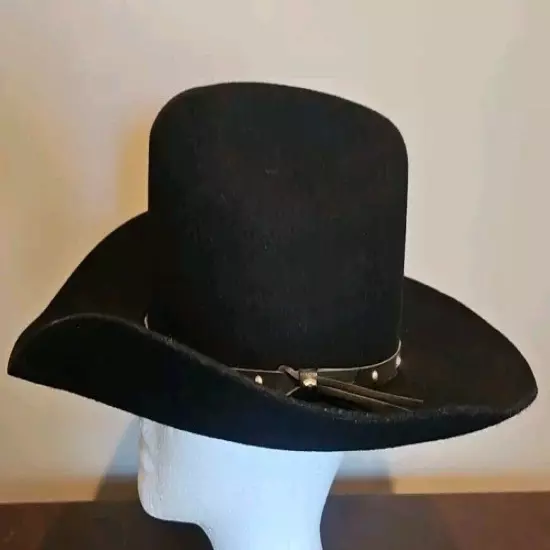 Stallion Stetson Cowboy Hat Black XX Wool Size 59 7 3/8