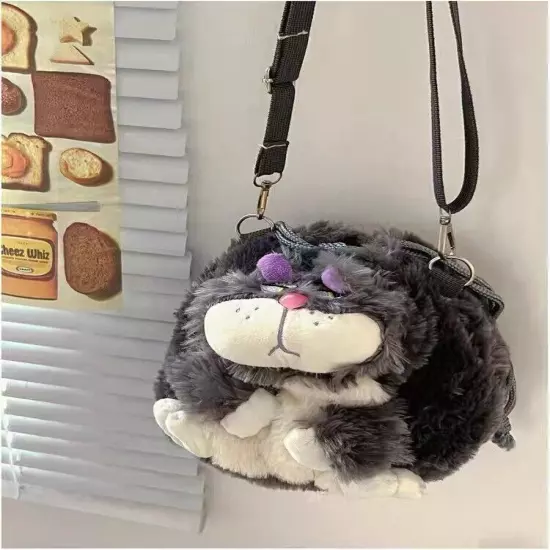 Lucifer Cat Plush Doll Shoulder Bag Girls Fluffy Lucifer Handbag Crossbody Gift