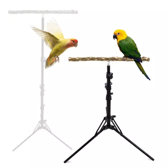 16-63 Inch Height Adjustable Bird Perch Stand, Natural Pepper Wood Parrot Per...