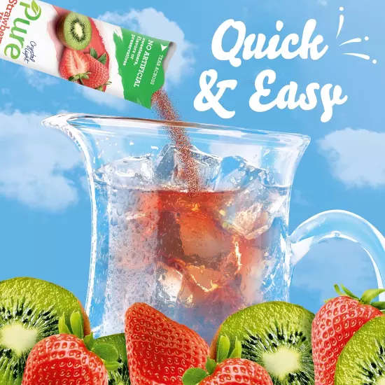 Crystal Light Pure Strawberry Kiwi Drink Mix No Preservatives, 5 Pitcher Packets