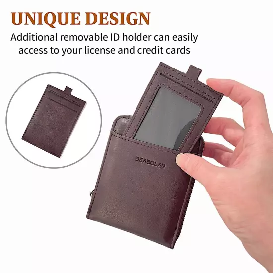 Men RFID Blocking Leather Bifold Wallet Credit Card ID Holder Zip Around Purse