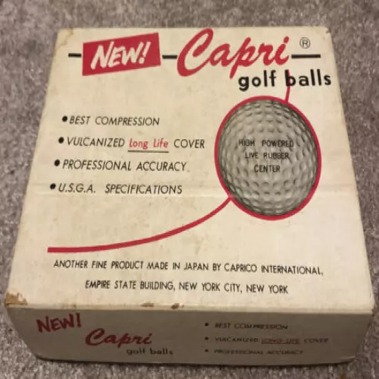 Vintage Capri Golf Balls Original Box and 3 Sleves