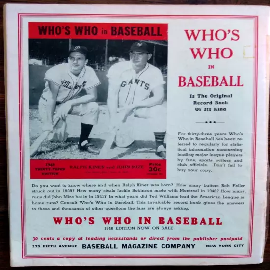 Baseball Magazine - June, 1948 - President Truman Cover - Good Condition