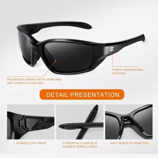 Sports Polarized Sunglasses for Men: Womens UV400 Protection Sun Glasses Wrap...