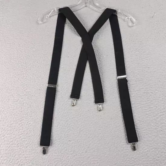 Mens Elastic Suspenders Braces BBB Black Silver Accent Clip On