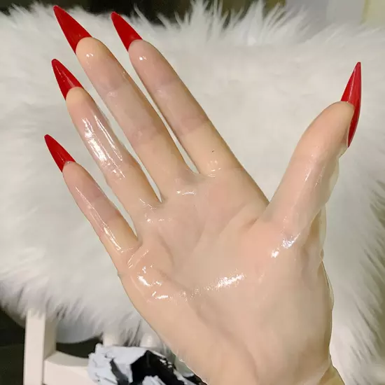 Handmade Transparent Latex Short Gloves with Nail Gummi Opera Gloves 0.2mm